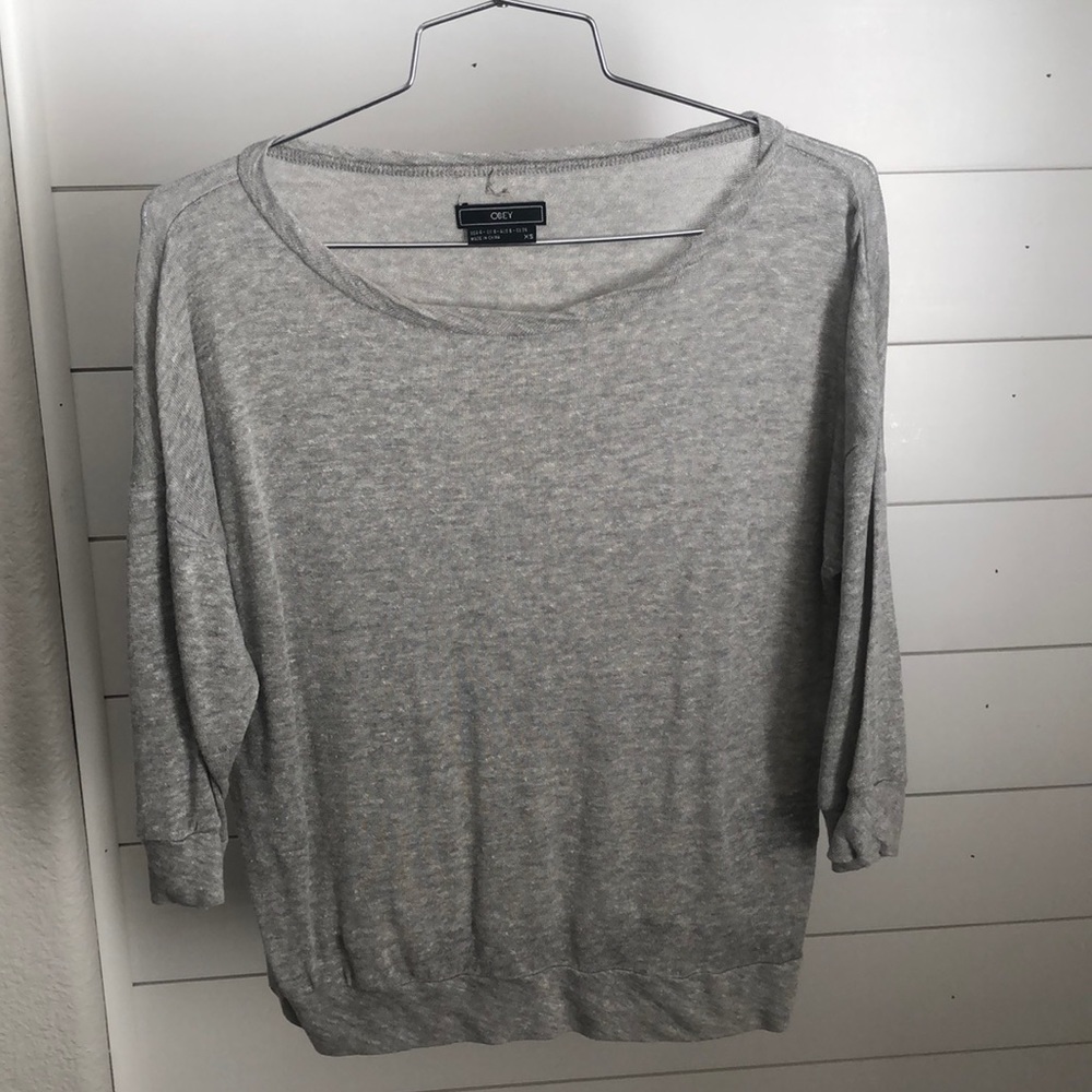 Obey Scoop Neck 3/4 Sleeve Top